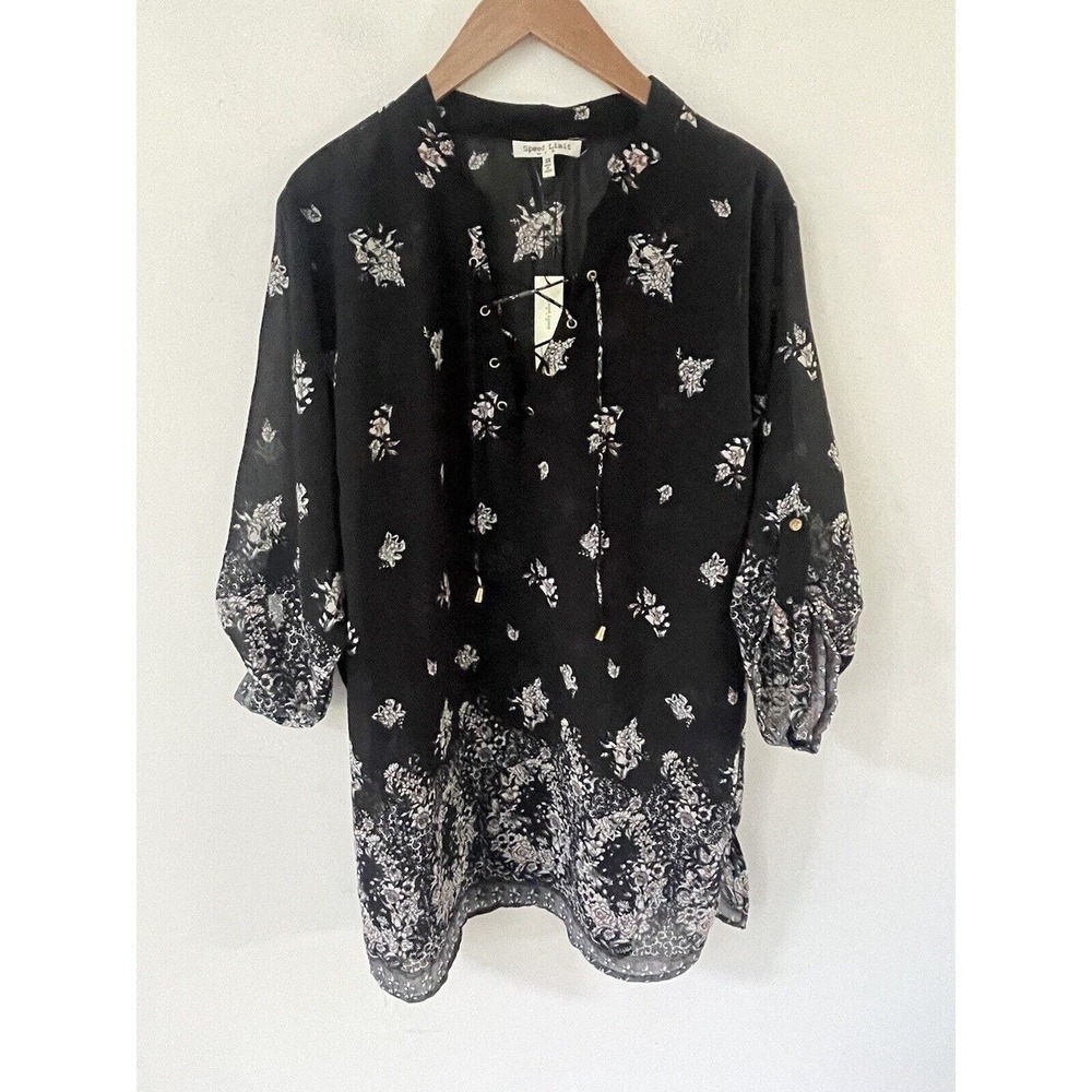 Speed Limit MPH Womens Black 3X Boho Short Sleeve MIDI Roll Tab Sleeve Dress